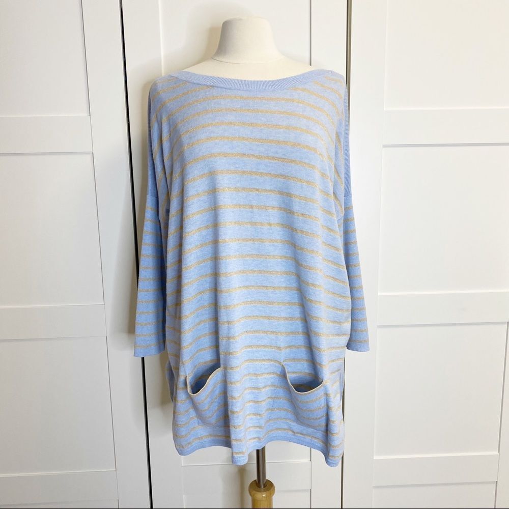 Lilly Pulitzer Striped Cobo Sweater Heathered Coastal Shell M